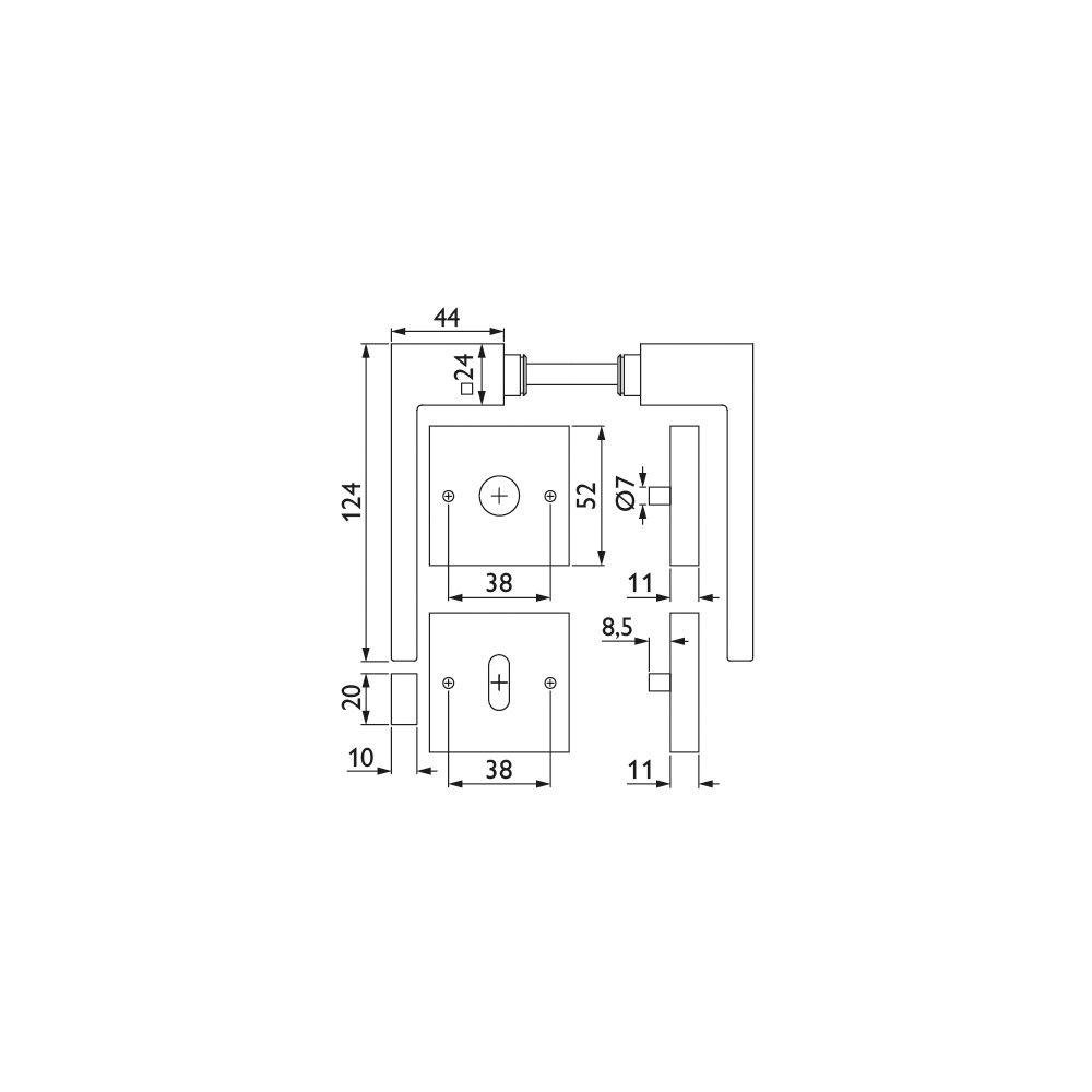 Hermat BB-Drückergarnitur 1682 L WEST Edelstahl Smart-Clip Rosettengarnitur