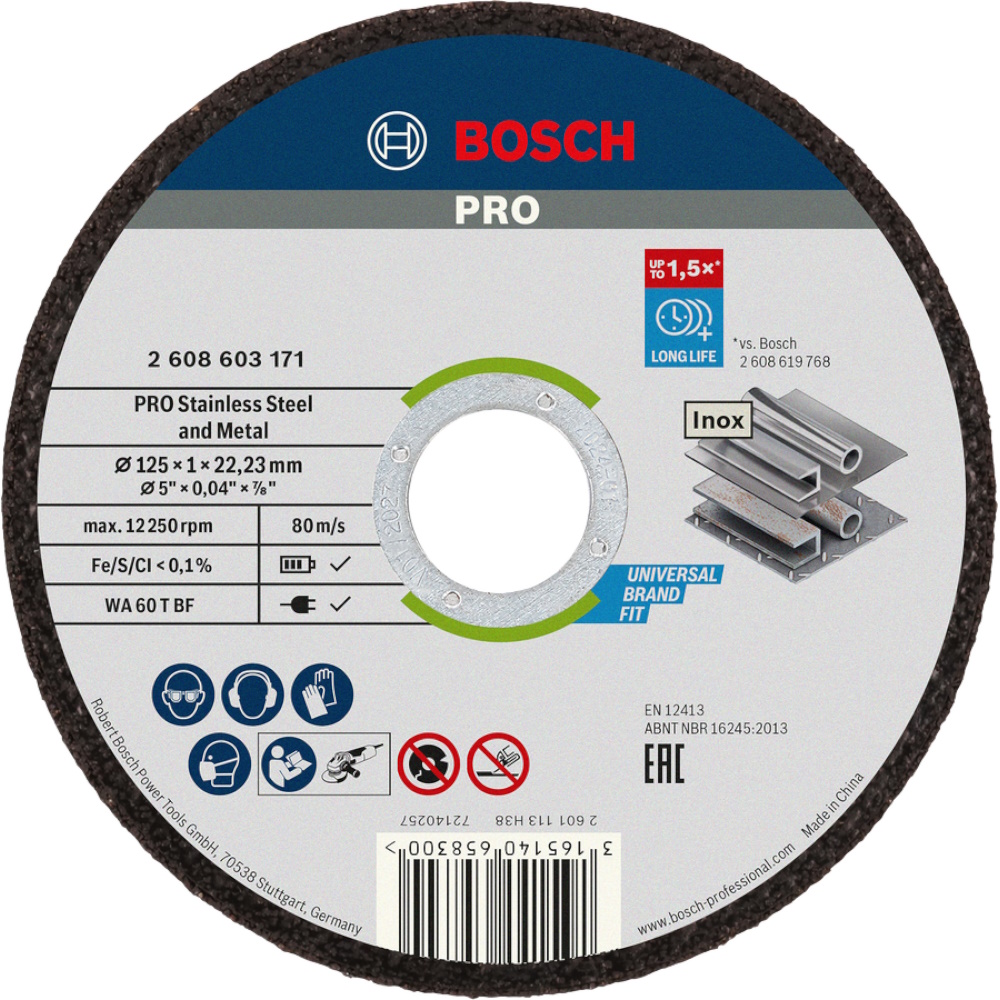 Bosch Professional Trennscheiben Standard für Edelstahl – 125 x 1 mm - 10 Stück