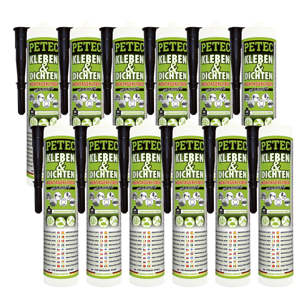 Petec Montagekleber Kleben + Dichten schwarz Set - 12 Stück - 94729