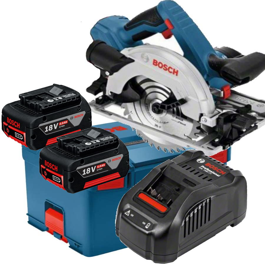 Bosch Akku Handkreissäge GKS 18V-57 G - L-BOXX - GAL1880 - 2x GBA 5AH