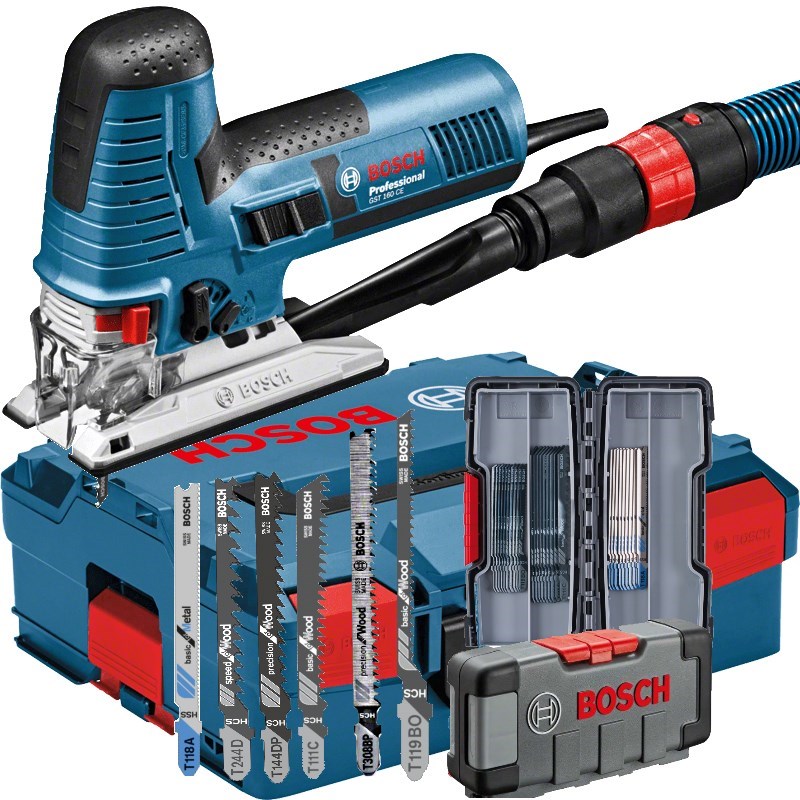 Bosch Stichsäge GST 160 CE - L-BOXX - 33 Sägeblatter in Box - 800 Watt - 2,2 kg