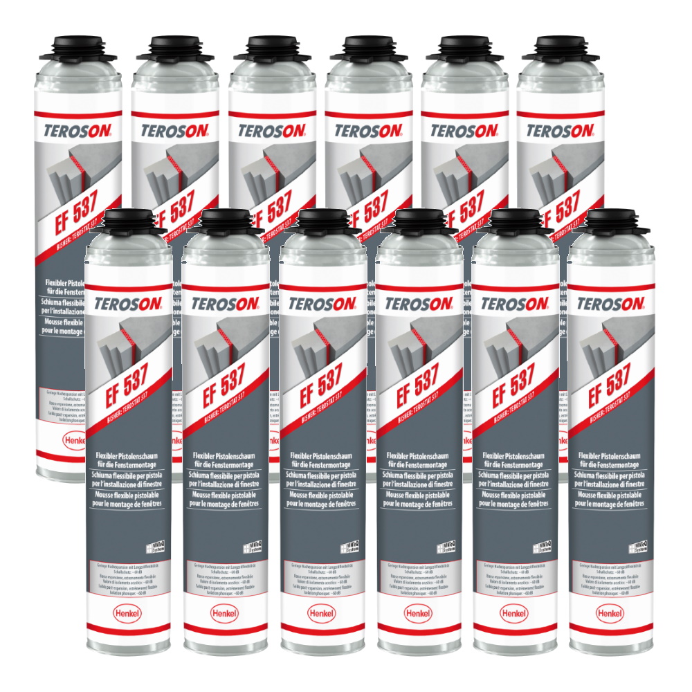 Teroson Pistolenschaum Set EF 537 - 1K Fenstermontageschaum 12x