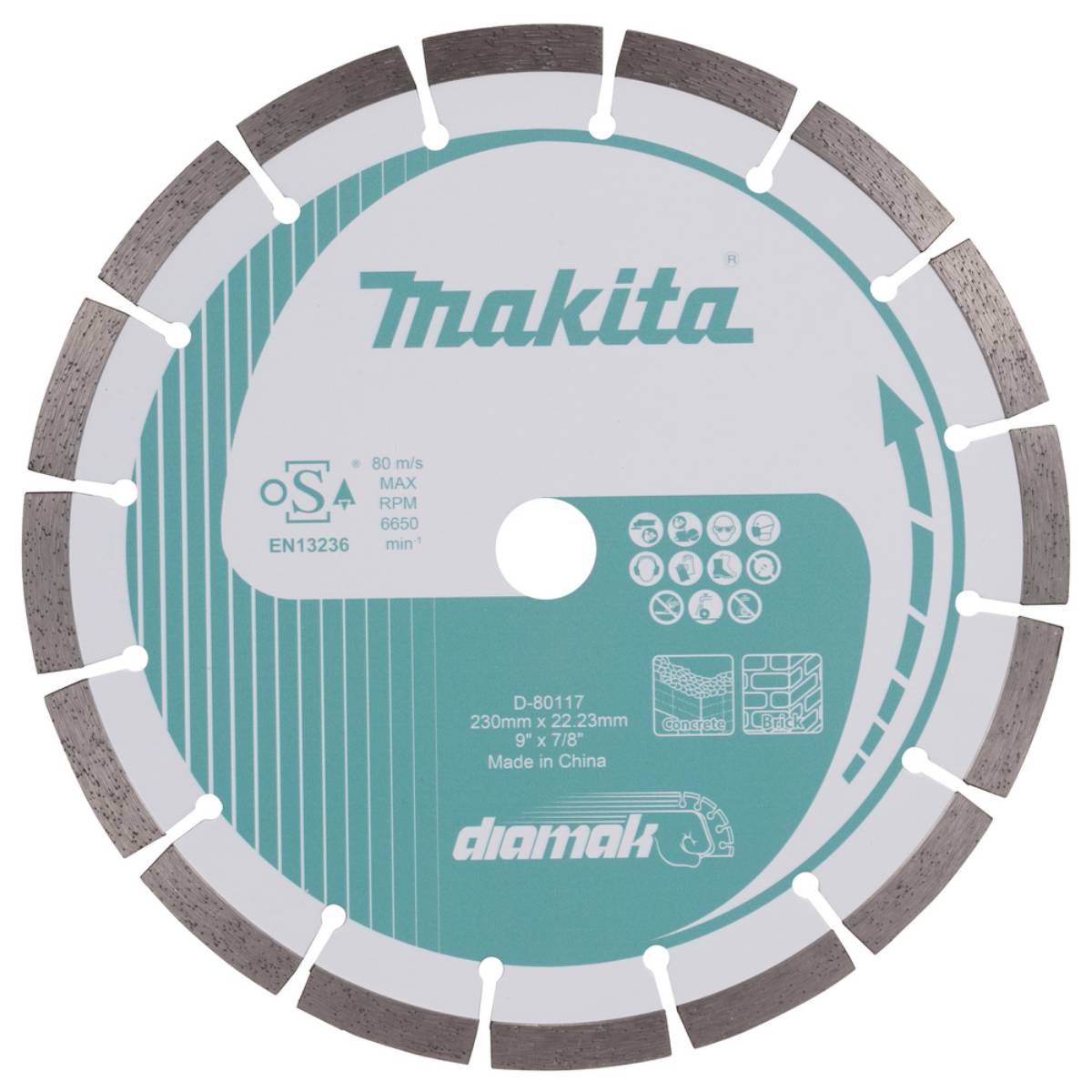 Makita Diamanttrennscheibe D-80117 DIAMAK - 230mm - für Beton, Ziegel und Stein