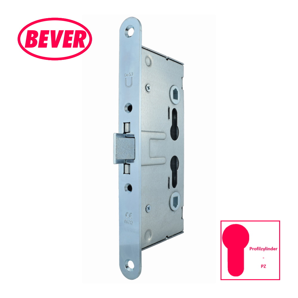 Bever Stahltürschloss Feuerschutztür 1009P - 65mm Dorn - 9mm Vierkant 24mm Stulp