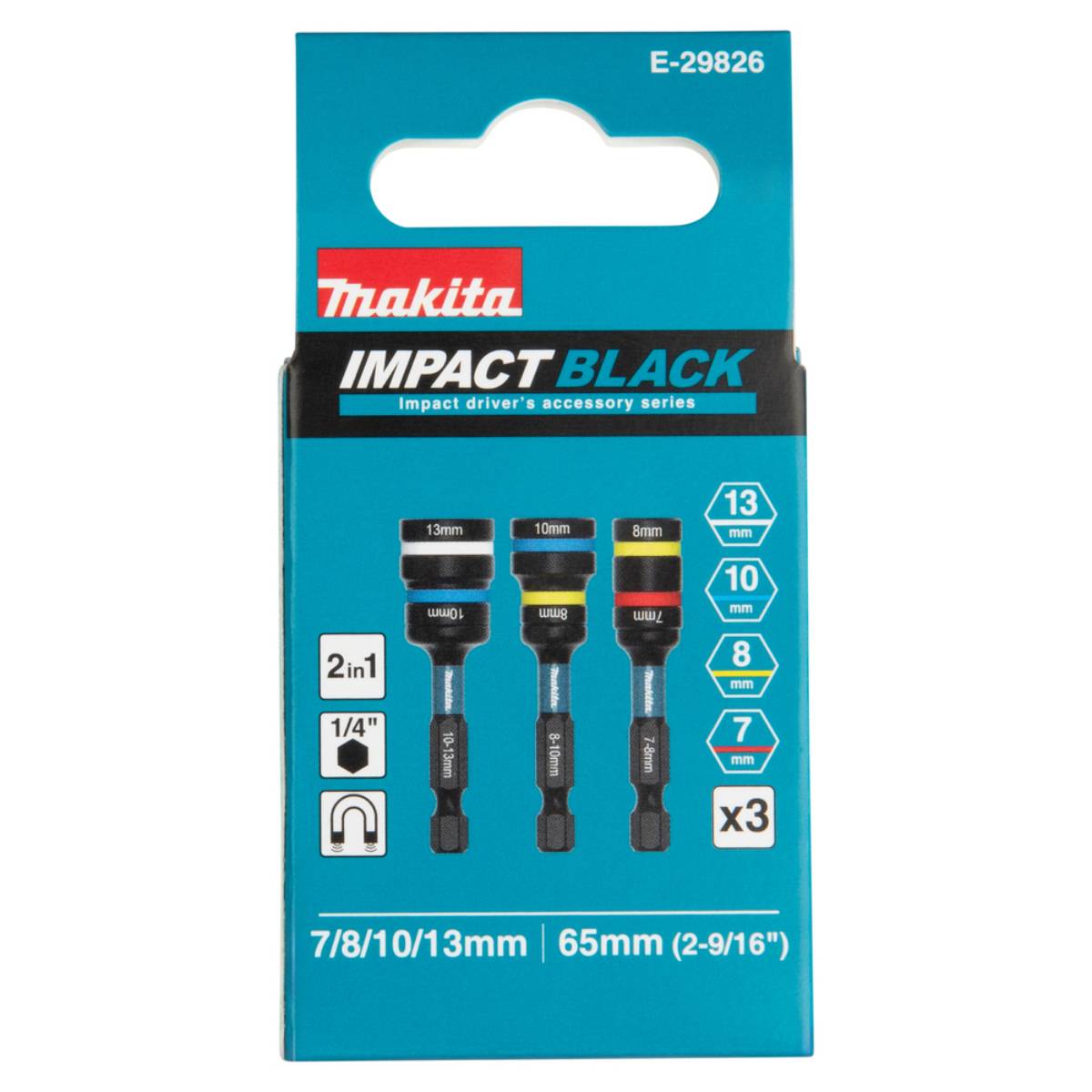 Makita Impact Black Steckschlüsselsatz magnetisch - 1/4" Sechskant - E-29826