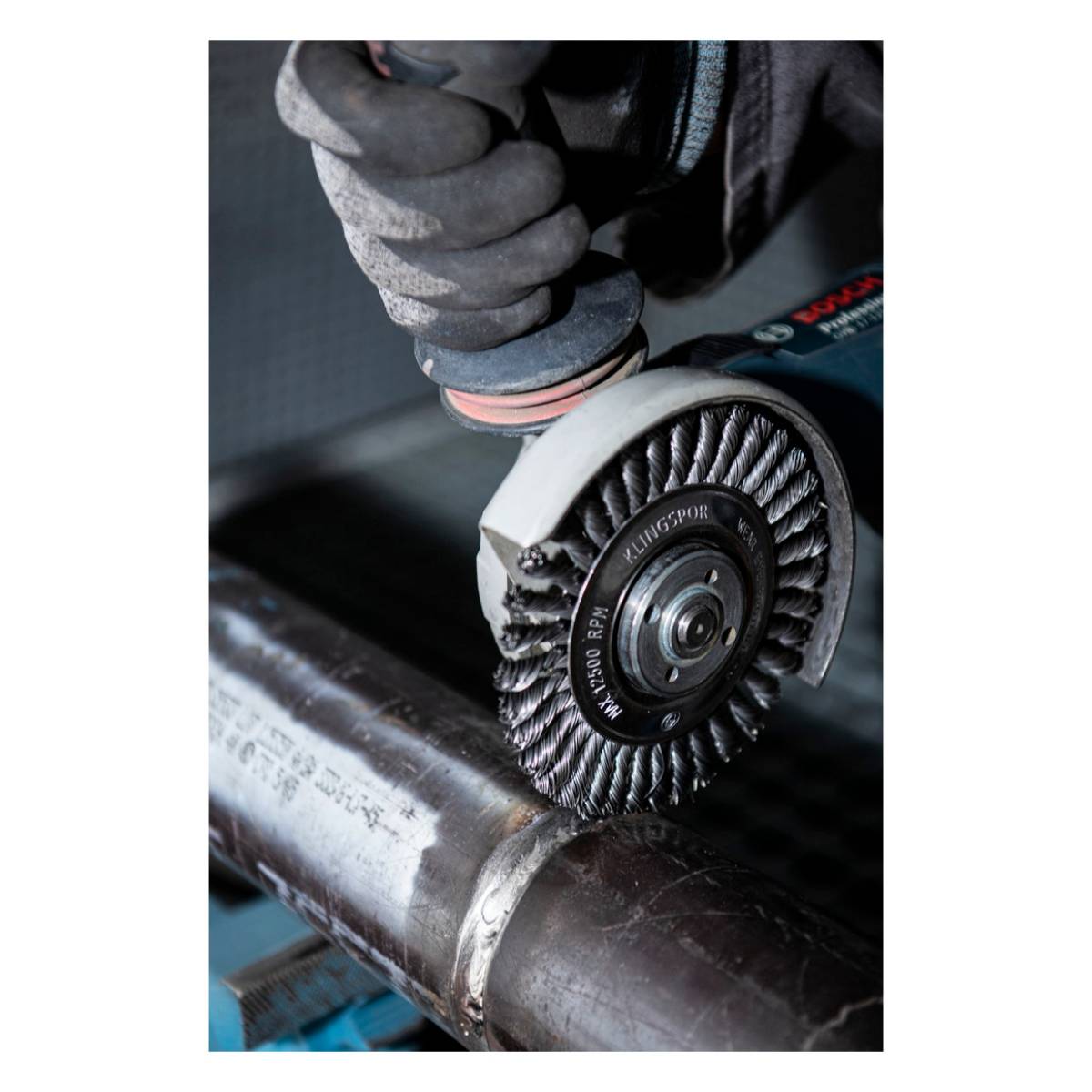 Klingspor Pipelinebürste BRP 600 Z - Ø 125 mm - gezopfter 0,5 mm Draht
