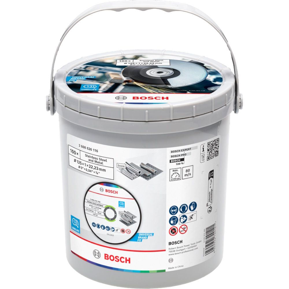 Bosch Akku-Winkelschleifer GWS 18V-8 im Karton inkl. Trennscheiben im Eimer
