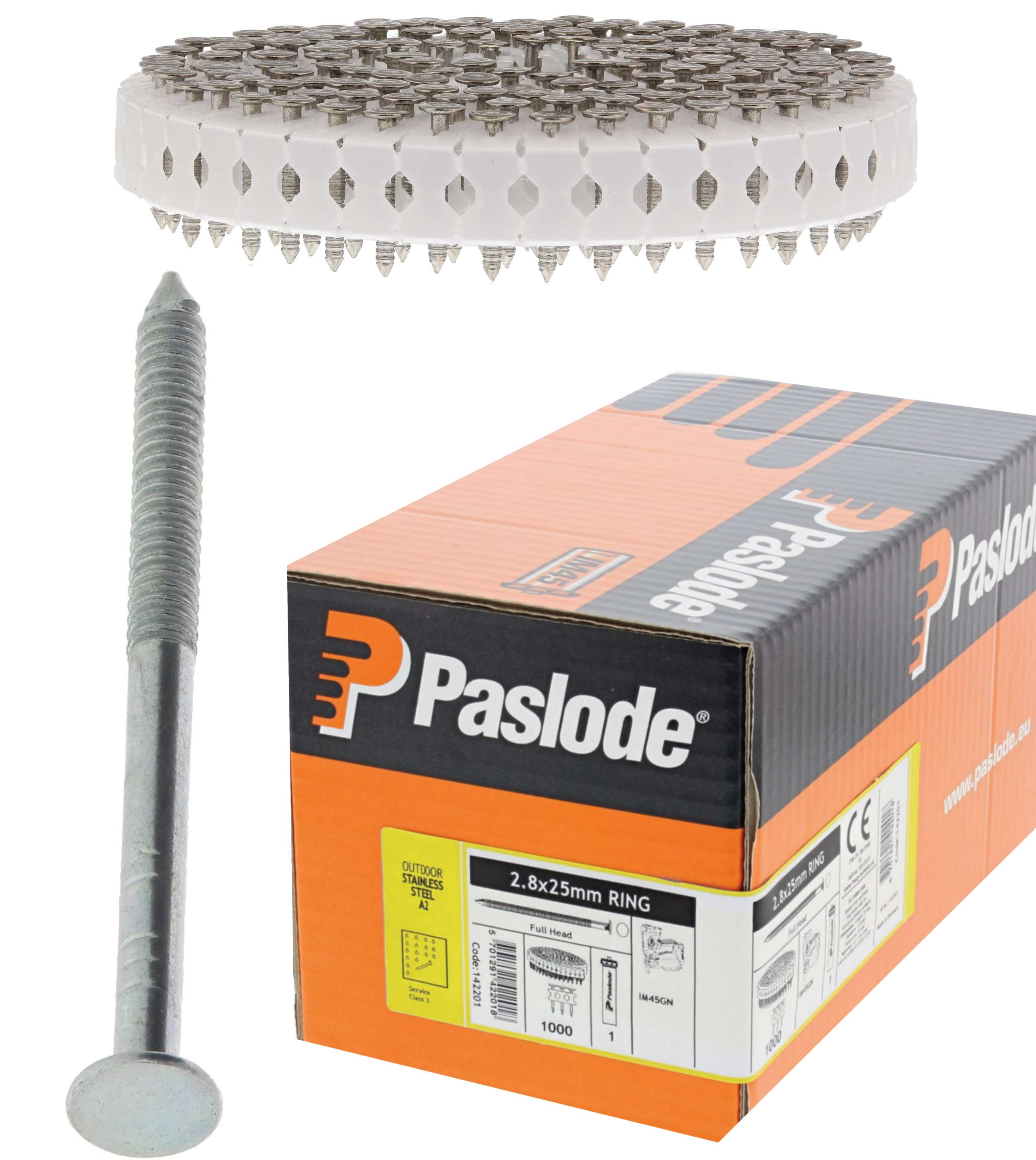 Paslode Coilnägel 0° V2A A2 für IM45 GN - 1000 Stück - 25mm - Ø 2,8mm