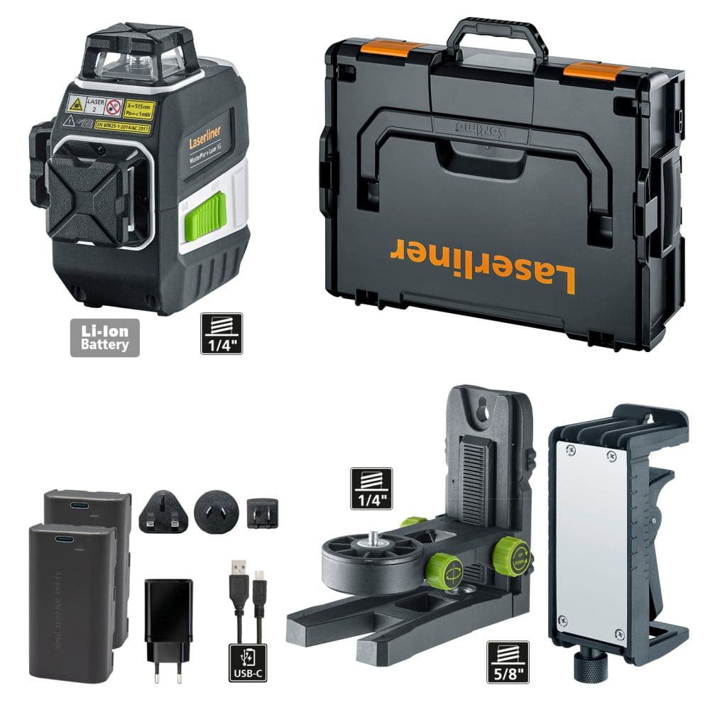 Laserliner Linienlaser MasterPlane-Laser 3G Pro - 3D - 360 Grad Grün mit L-BOXX