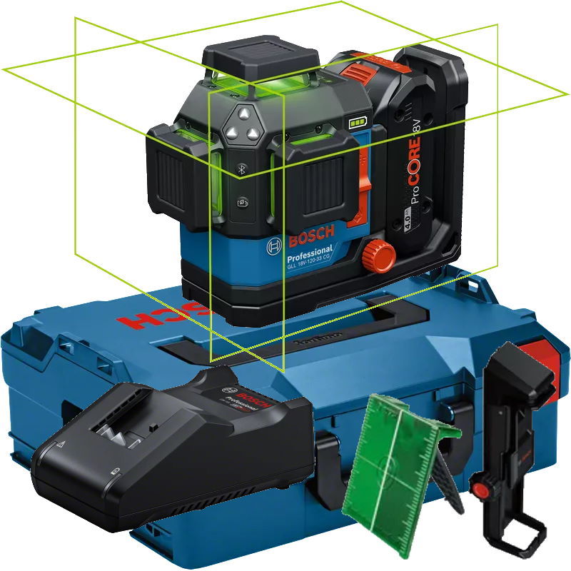 Bosch GLL 18V-120-33 CG Linienlaser - L-BOXX - Ladegerät/Akku - Halterung