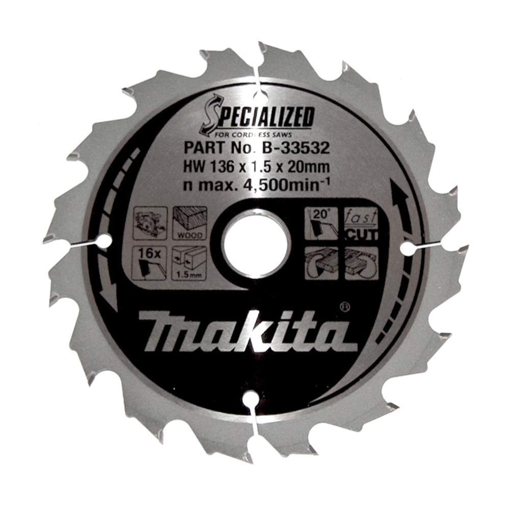 Makita Kreissägeblatt Akku-SPECIALIZED 136x20x16Z - B-33532