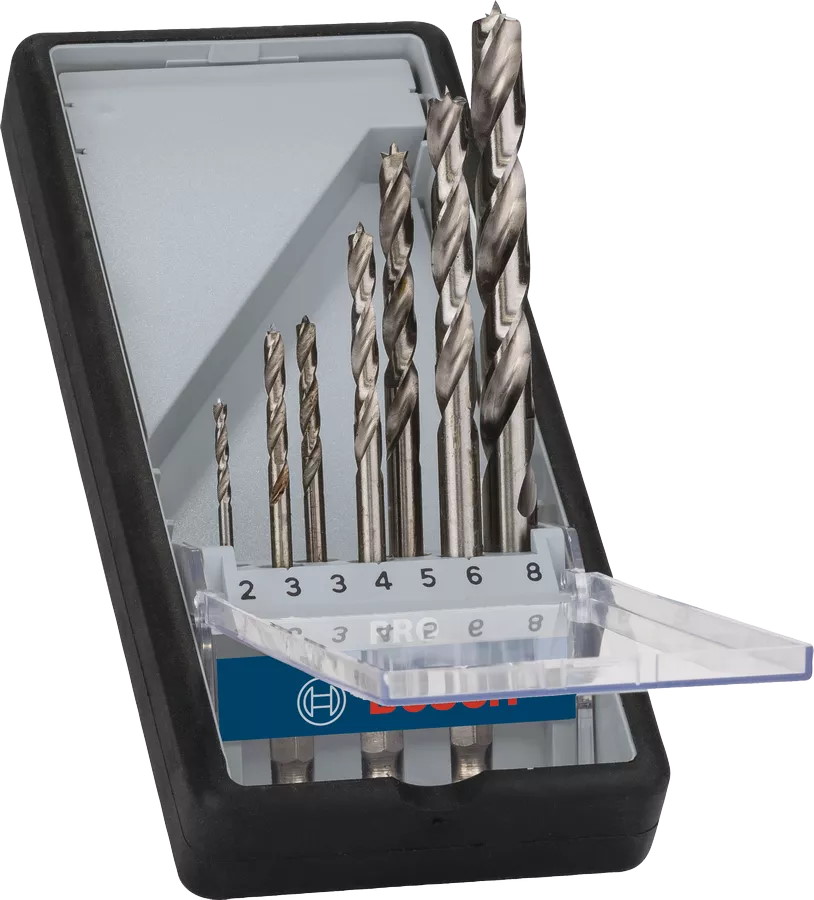 Bosch PRO Wood HSS Holzspiralbohrer-Set - 7-tlg. - 2,3,3,4,5,6,8mm - 2607019923