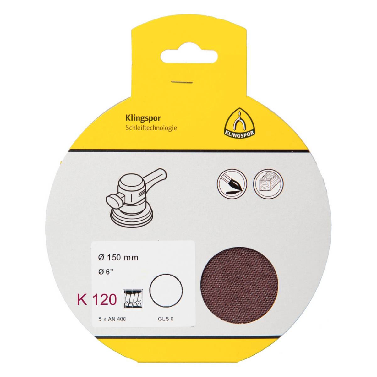 Klingspor Schleifgitter AN 400 SB verpackt - 150 mm Ø - kletthaftend - K 120