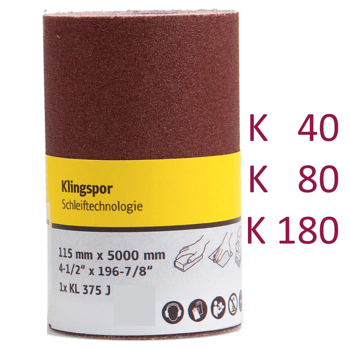 Klingspor Schleifrolle KL 375 J SB Gewebe Schleifrolle 115 x 5000 mm