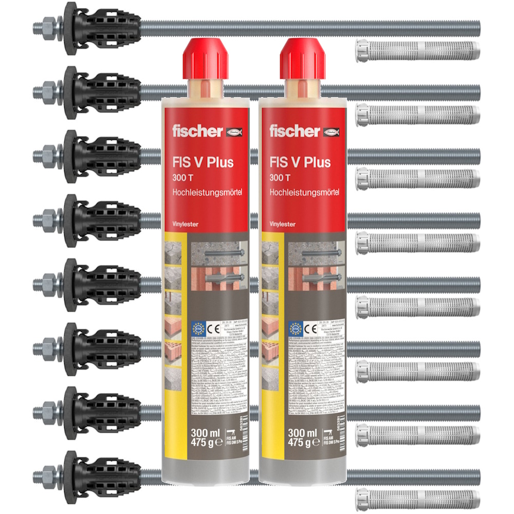 Fischer TherMax 2 II Set - 8x TherMax II 16/250 M12 - 2x Mörtel FIS V Plus 300 T