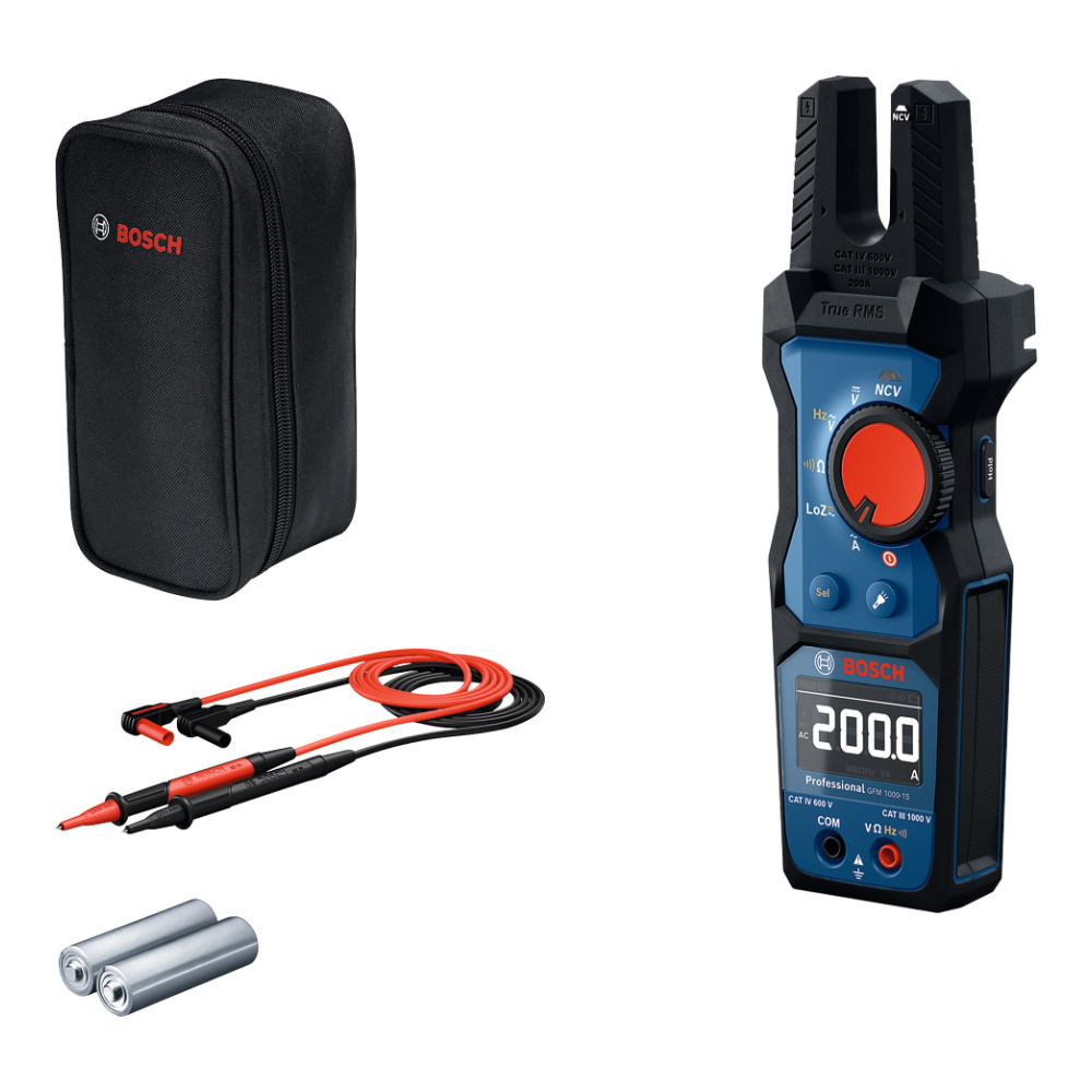 Bosch Gabelstromzange GFM 1000-15 - Elektromessgerät - LCD Display inkl. Tasche