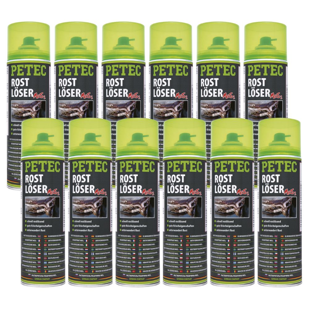 Petec Rostlöser MoS2 Dose 360 Grad Sprühkopf Set - 12 Stück - 70050