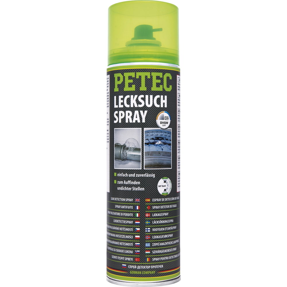 Petec 70750 Lecksuchspray - 400ml Dose - 360 Grad Ventil