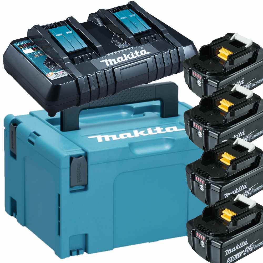 Makita Akku Set Power Source-Kit - DC18RD Ladegerät + 4x 5Ah Akku + Makpac 3