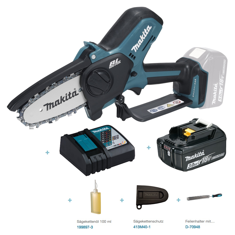 Makita Astsäge DUC101 RF01 Akku - 18V - inkl. Schnellladegerät und 3Ah Akku