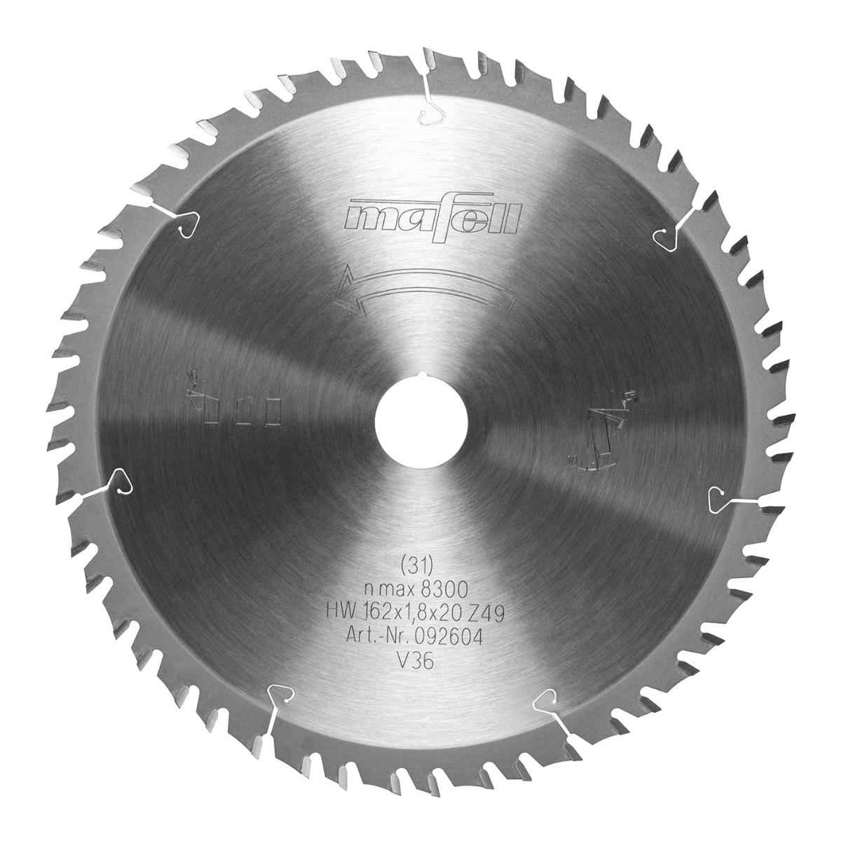 Mafell Sägeblatt KSB-WF162 GT HW 162x1,8x20mm Z49 - für Feinschnitte - 092604