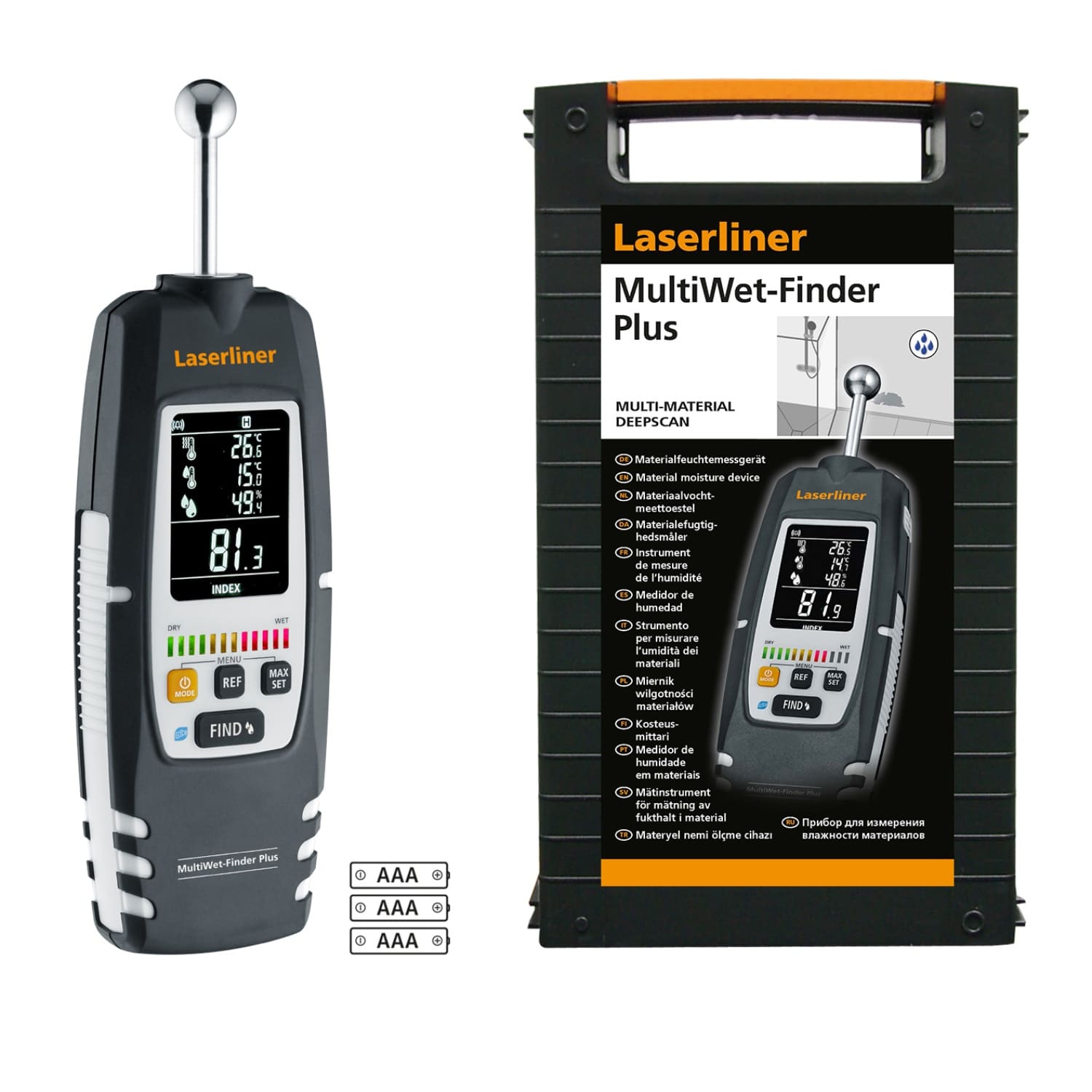 Laserliner Materialfeuchtemessgerät MultiWet-Finder Plus -  Feuchtemessgerät