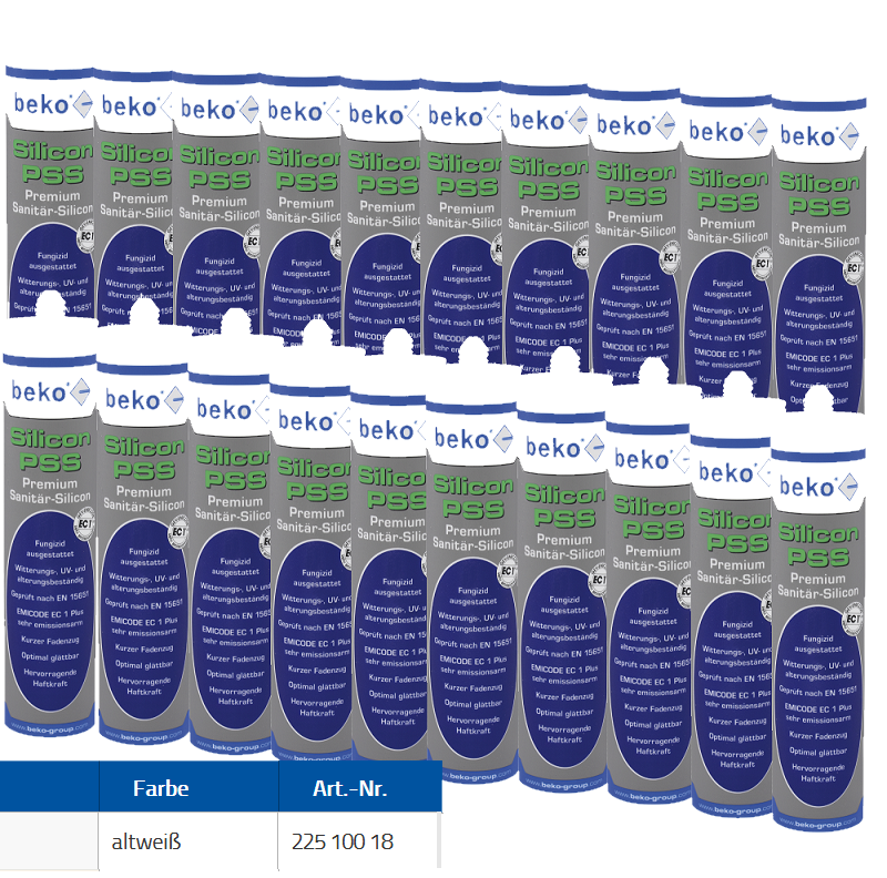Beko 20x Premium Sanitär Silicon 310ml - PSS Silicon Premium - altweiß