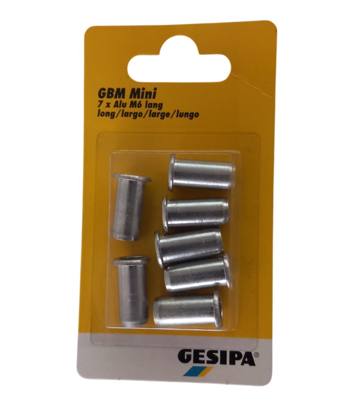 Gesipa Blindnietmuttern Mini-Pack - 7 Stück - M 6 Lang - Alu - 1433674
