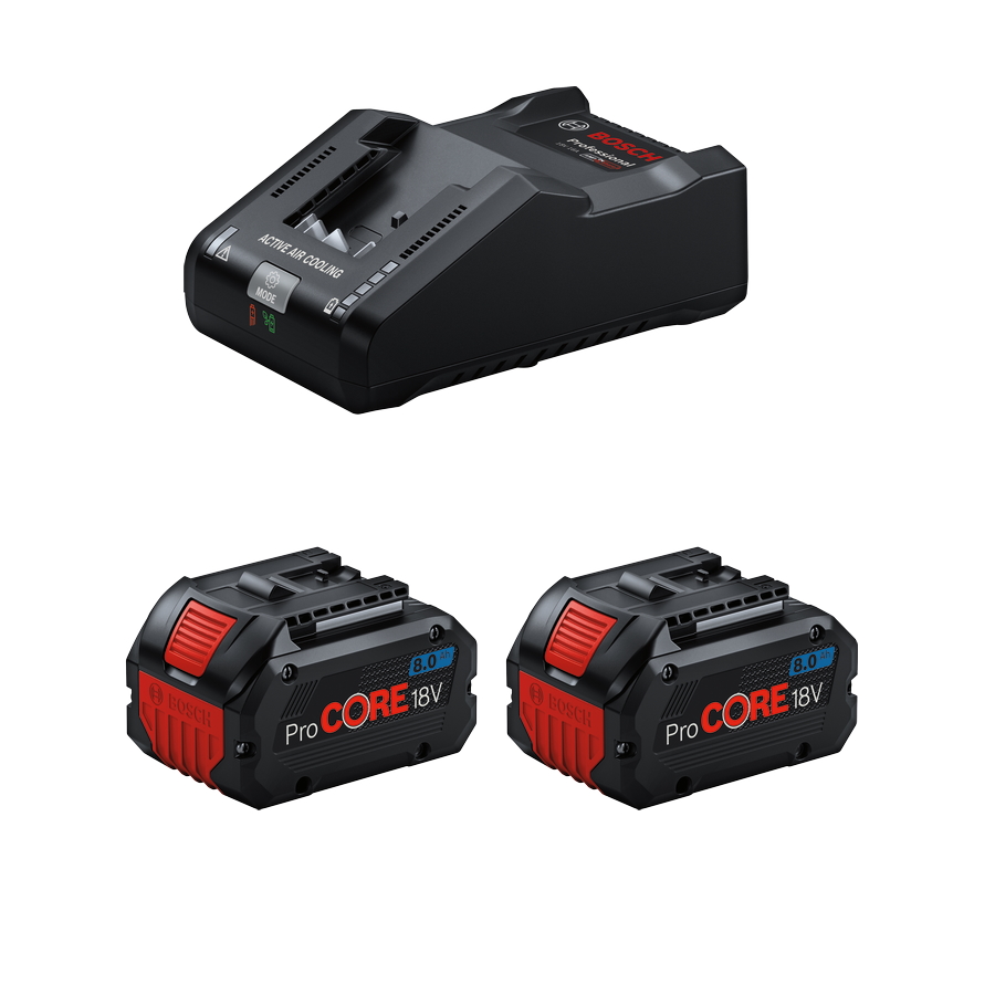 Bosch Starterset - 2x 18V 8,0 Ah Procore Akkus - 1x Ladegerät GAL 18V-160