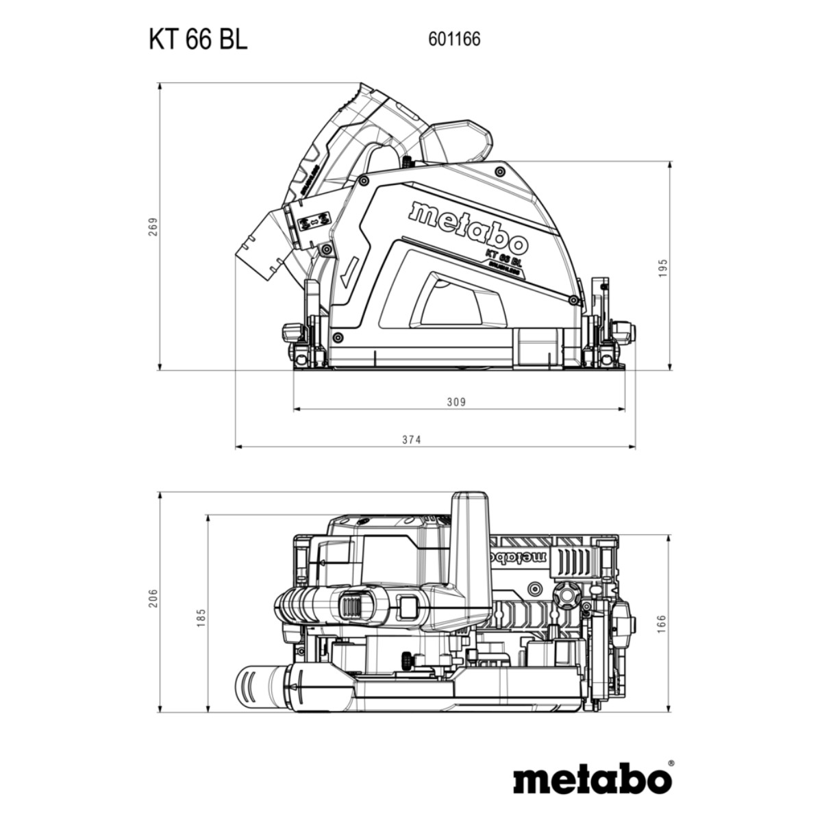 Metabo KT 66 BL Tauchkreissäge Set mit Führungsschiene FS 160, 1200 W