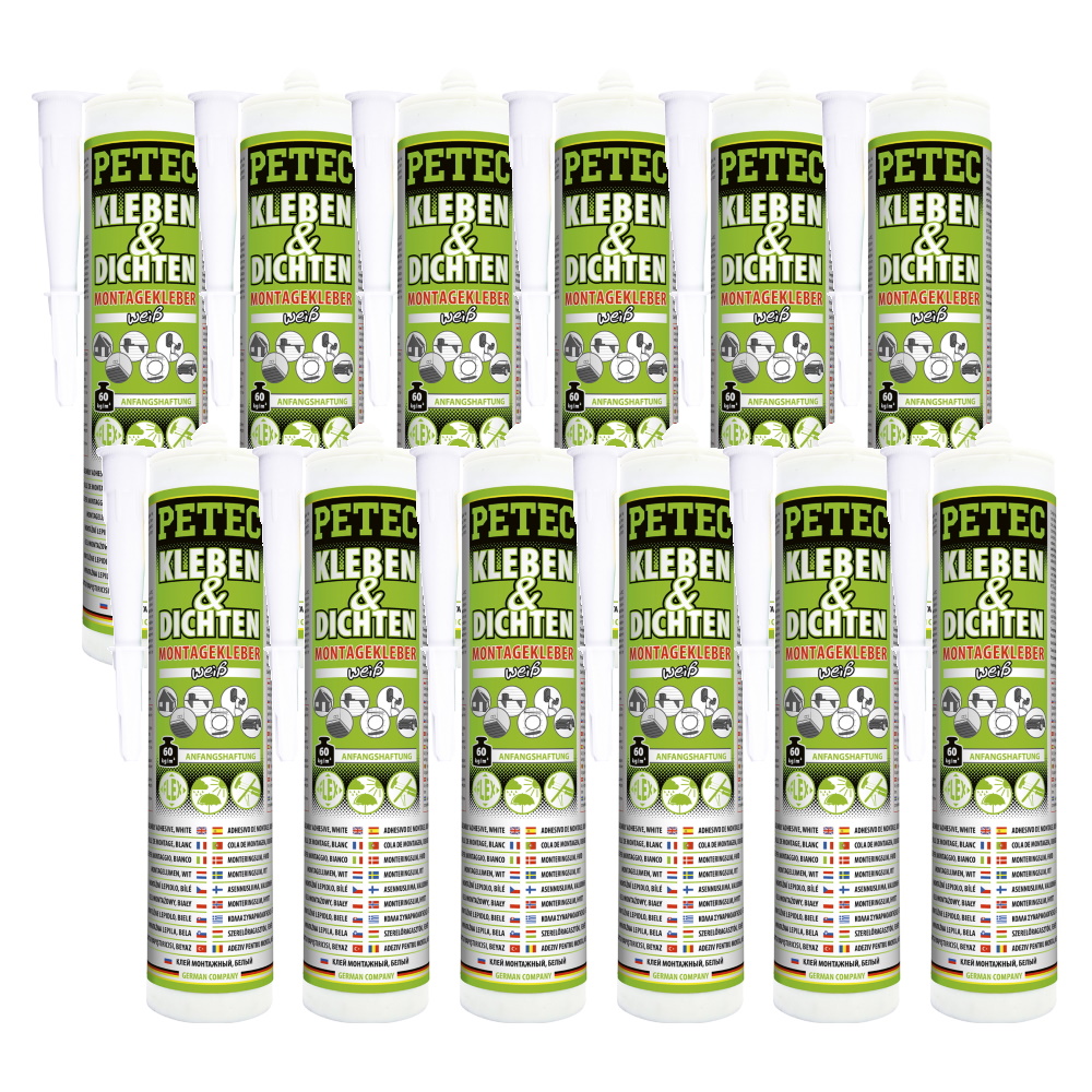Petec Montagekleber Kleben + Dichten weiß Set - 12 Stück - 94529