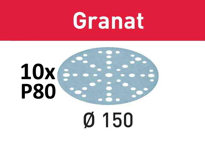 Festool Schleifscheibe Granat STF D150/48 P80 GR/10 - 575156 - 10 Stück