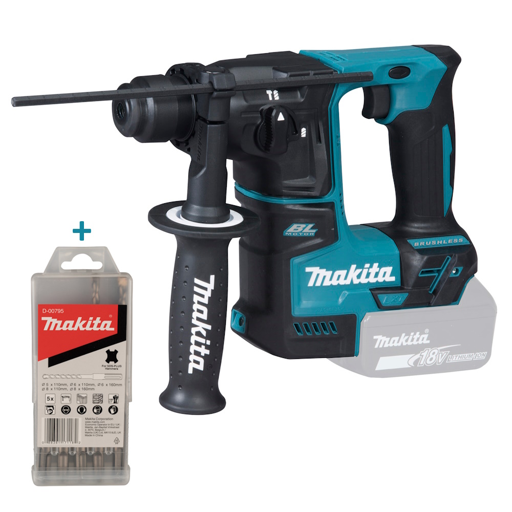 Makita Akku Bohrhammer inklusive Bohrerset - DHR171Z - SDS+ ohne Akku/Ladegerät