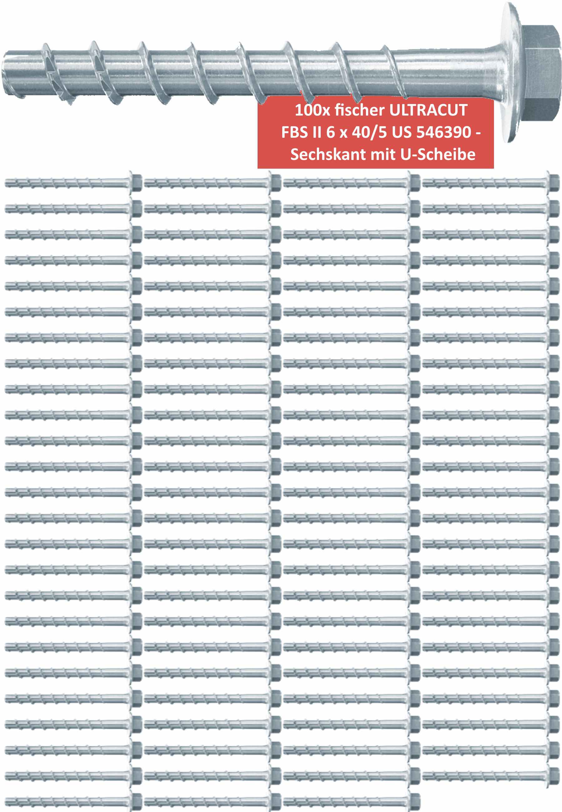 Fischer Betonschrauben Sechskant UltraCut FBS II - 6x40/5US - 100 Stück - 546390