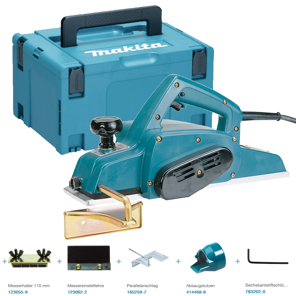 Makita Hobel Breithobel 1911BJ - 840 Watt - 110mm breit - im Makpac Koffer