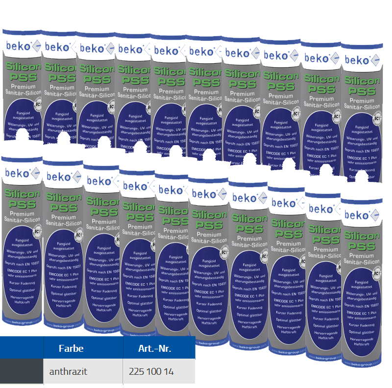 Beko 20x Premium Sanitär Silicon 310ml - PSS Silicon Premium - anthrazit