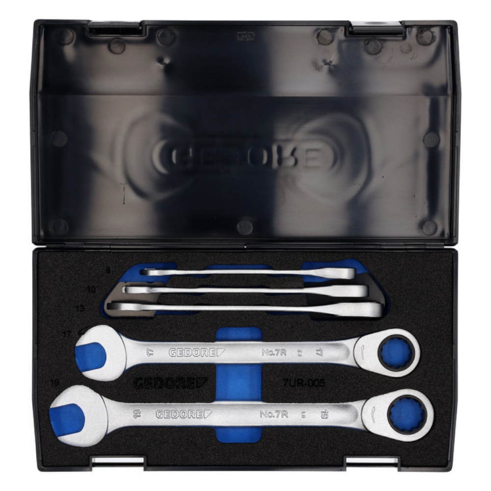 Gedore Maulschlüssel Satz mit Ringratsche - Schraubenschlüssel Set - 5-teilig