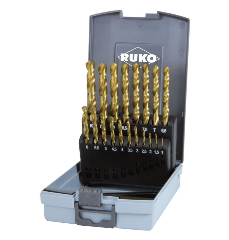 Terrax by Ruko Spiralbohrer-Satz 1-10mm - HSS-G TiN - DIN 338 Typ N - 19-tlg