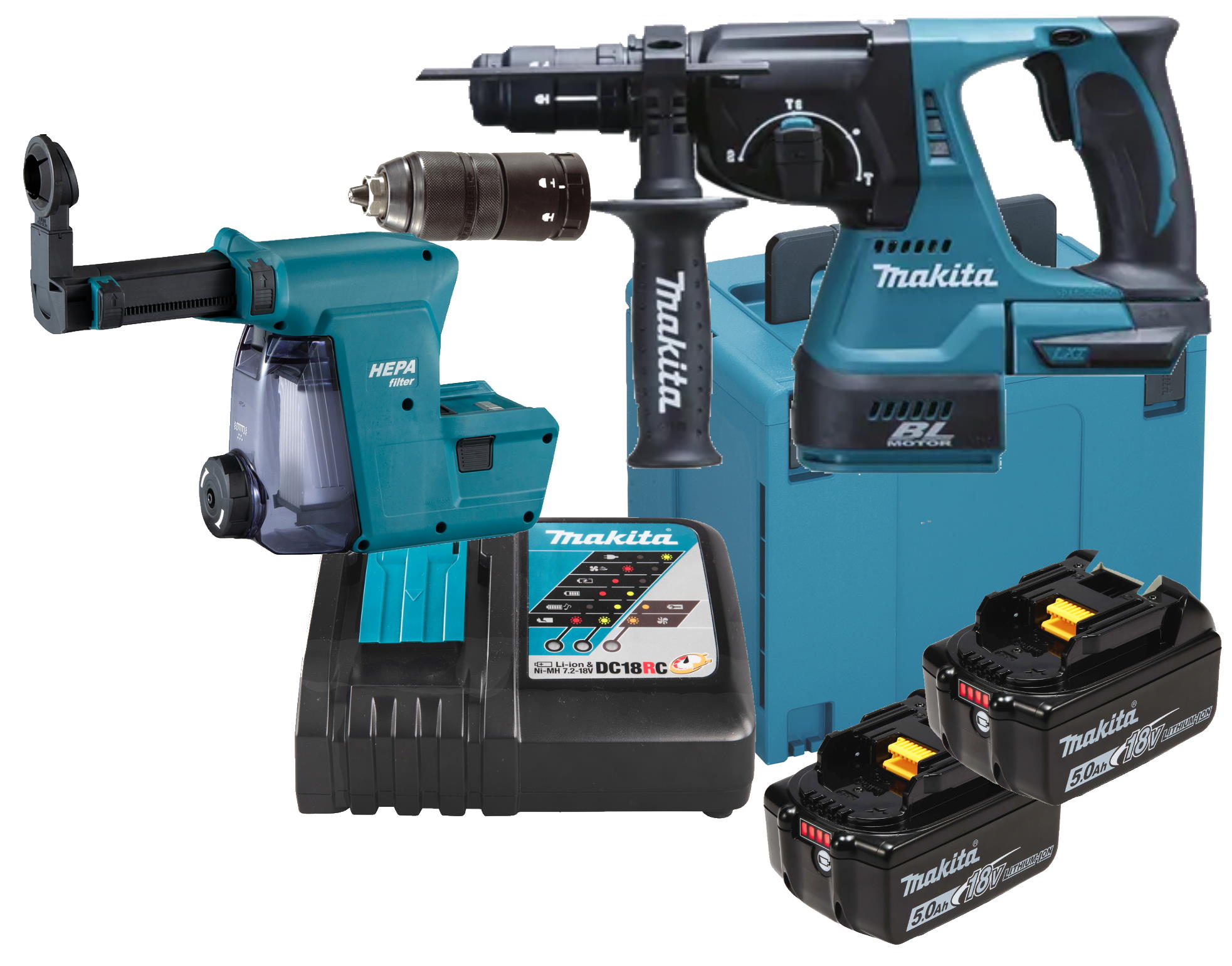 Makita Akku-Kombihammer - DHR243RTJW  - 18V - SDS+ - MAKPAC4