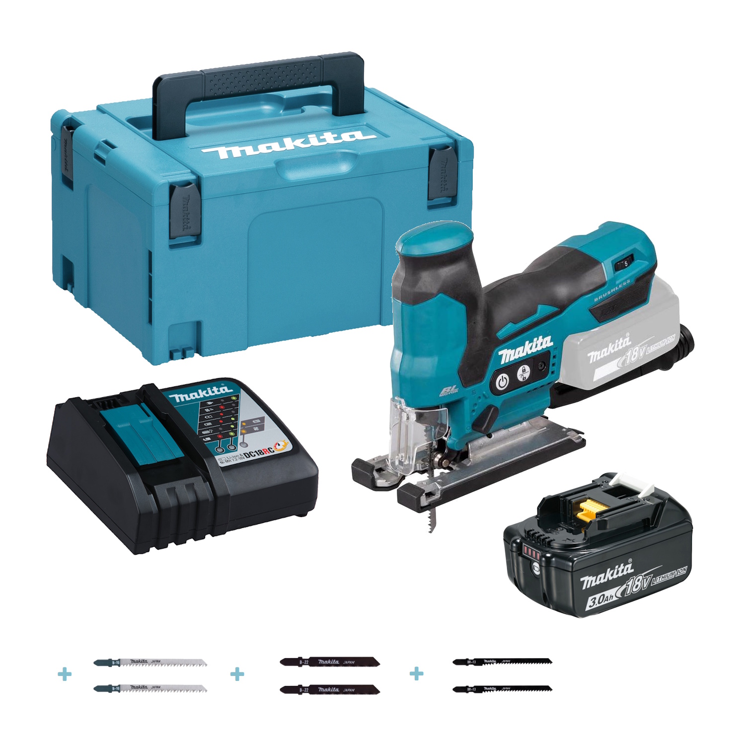 Makita Akku-Pendelhubstichsäge DJV185RF1J - 3,0Ah Akku - Ladegerät im Koffer