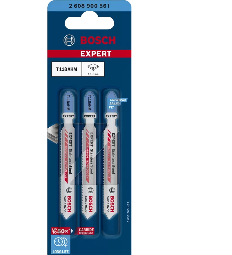 Bosch Stichsägeblätter T118AHM - für Blech - 83mm - 3 Stück - 2608900561