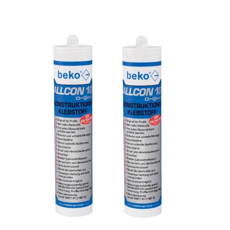 Beko Konstruktionsklebstoff Baukleber - Allcon 10 - 2er Pack - 2 Stück - 310ml