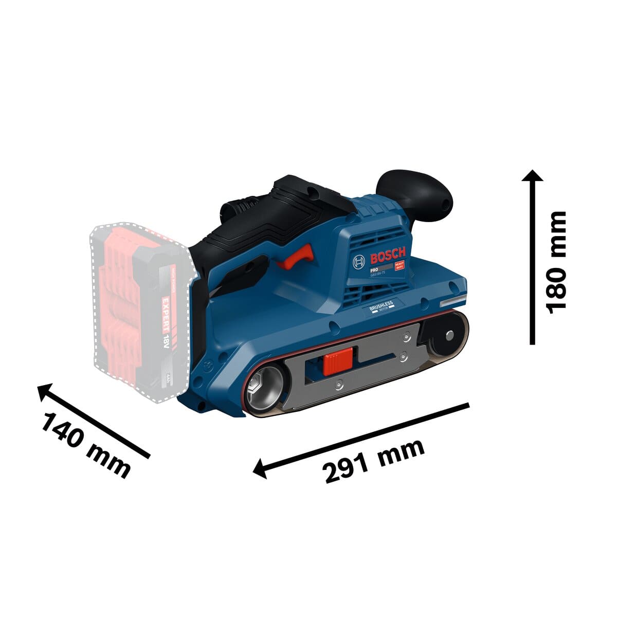 Bosch Akku Bandschleifer PRO GBS18V-75 - 18V - 75 mm - Brushless - in L-BOXX