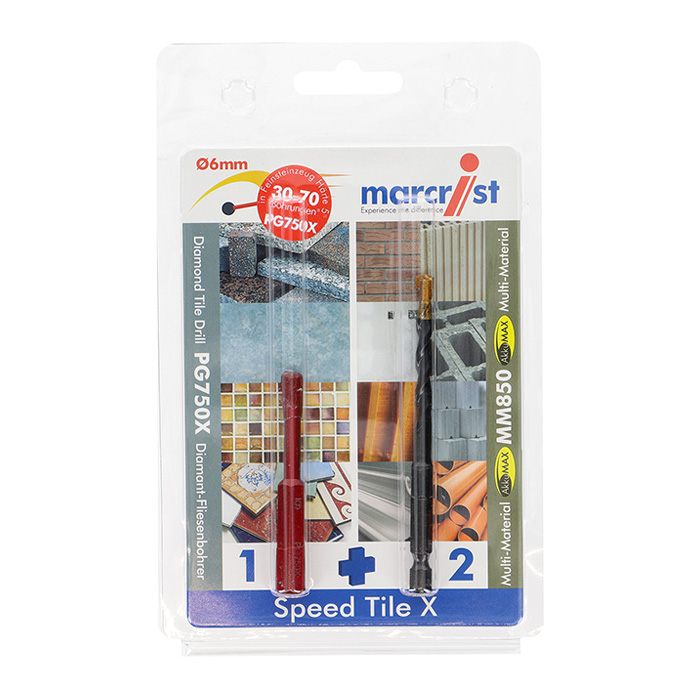 Marcrist Fliesenbohrer 6mm Speed Tile X Set PG750X + MM850 AkkuMAX - 496503006