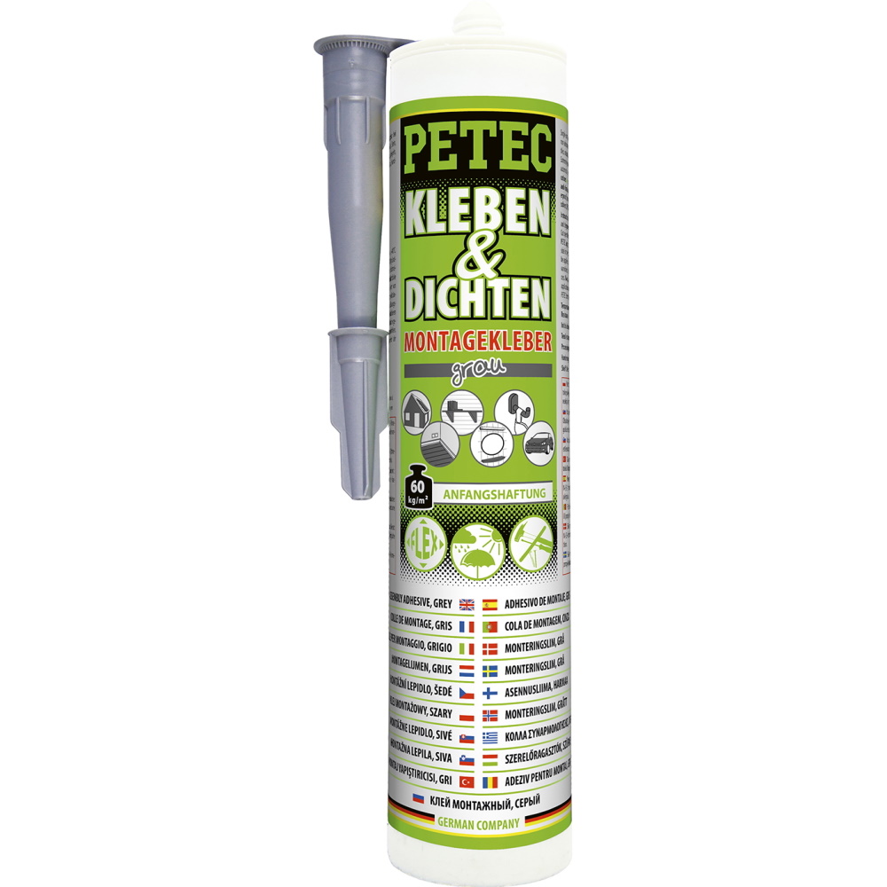 Petec Montagekleber Kleben + Dichten grau Set - 12 Stück - 94629