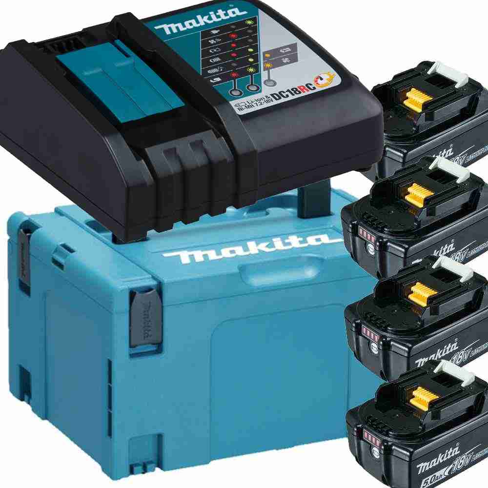 Makita Akku Set Power Source-Kit - DC18RC Ladegerät + 4x 5Ah Akku + Makpac 3