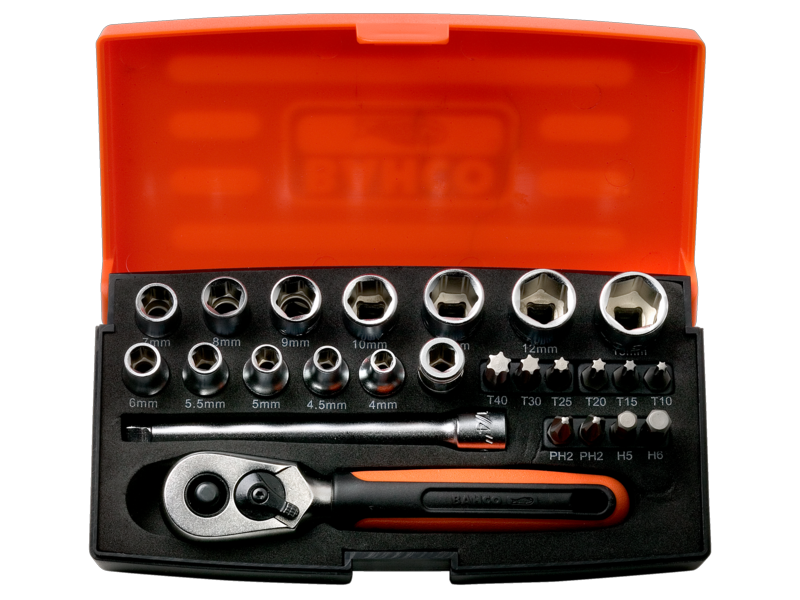 Bahco 1/4 Zoll Steckschlüssel-Satz SL25 - Dynamic Drive - 25-teilig