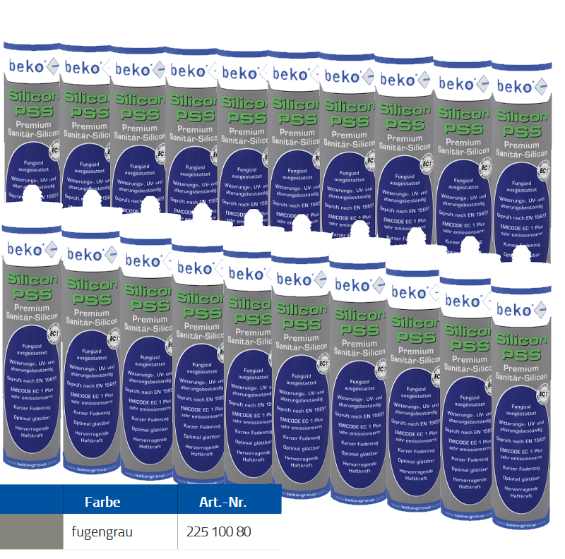 Beko 20x Premium Sanitär Silicon 310ml - PSS Silicon Premium - fugengrau