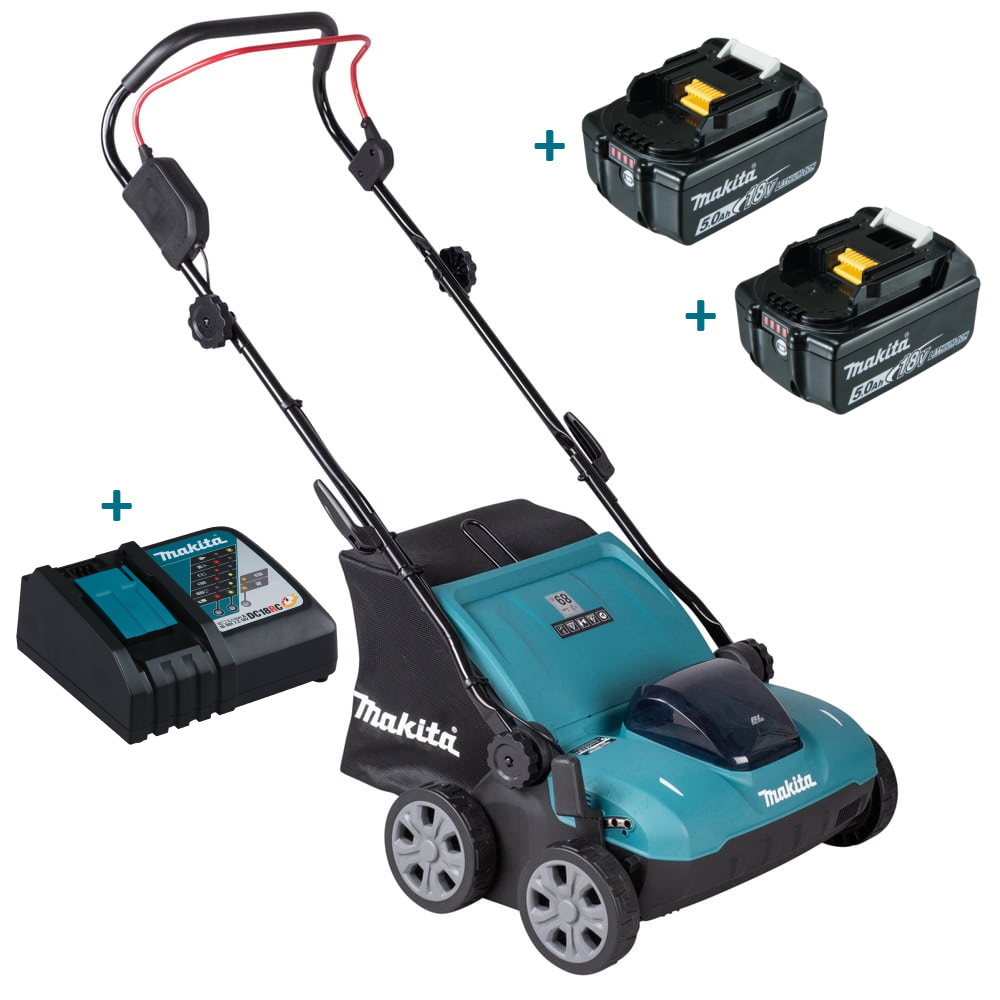 Makita Akku Vertikutierer Rasenmäher CUV320Z - mit 2x 18V 5AH Akku und Ladegerät