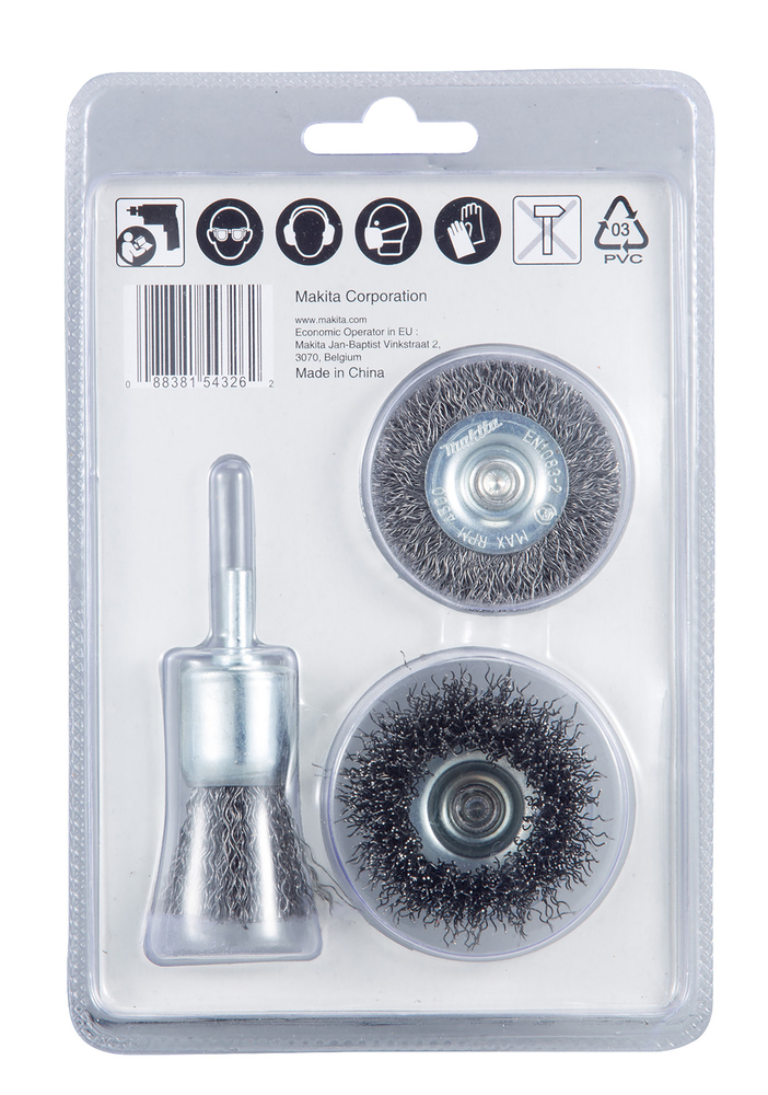 Makita Rundbürsten-Set - D-66070 - 3-teilig - Pinsel 25mm / Topf 50mm / Rund 50mm